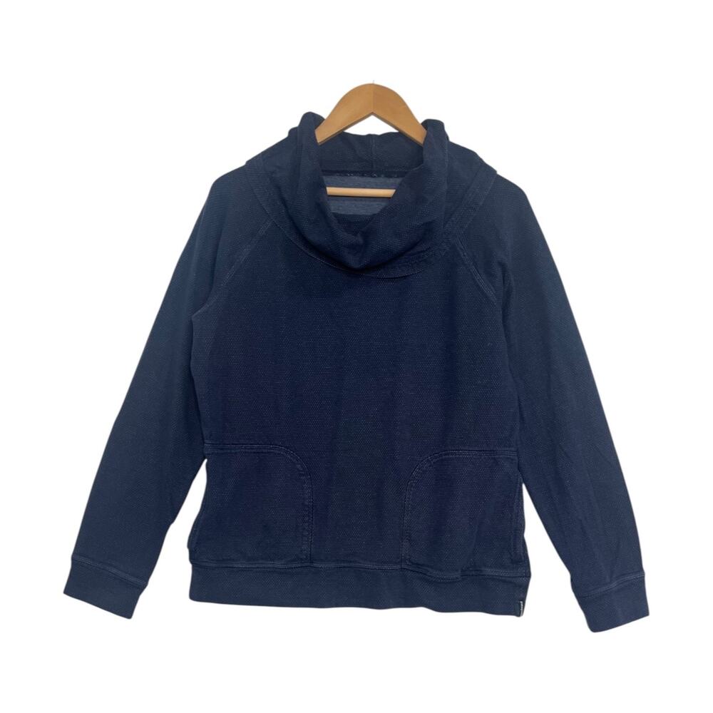 Patagonia Top Womens Medium Blue Micro Dot Cowl Neck Pullover Outdoor Casual